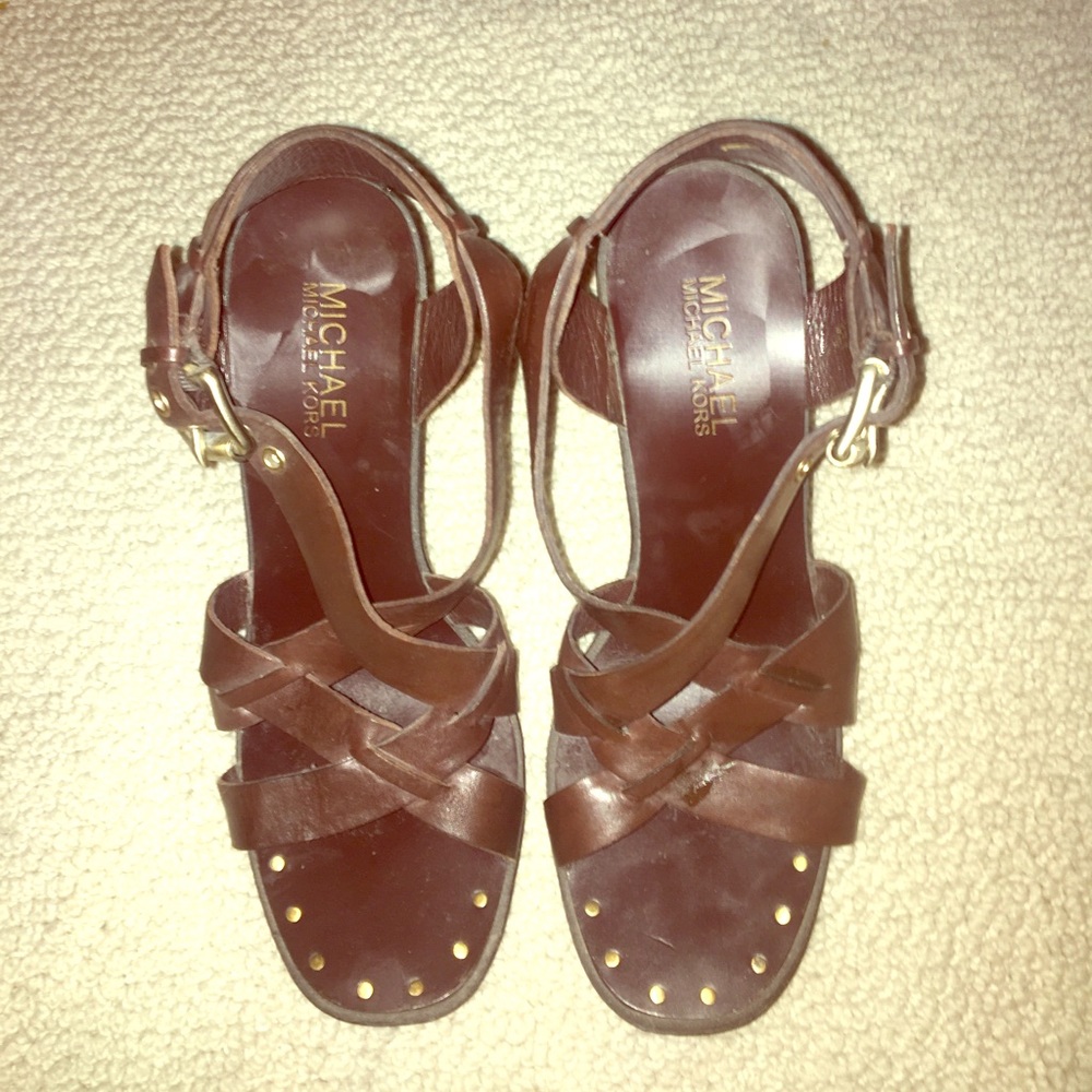 Michael Kors Brown Leather Strappy Heels